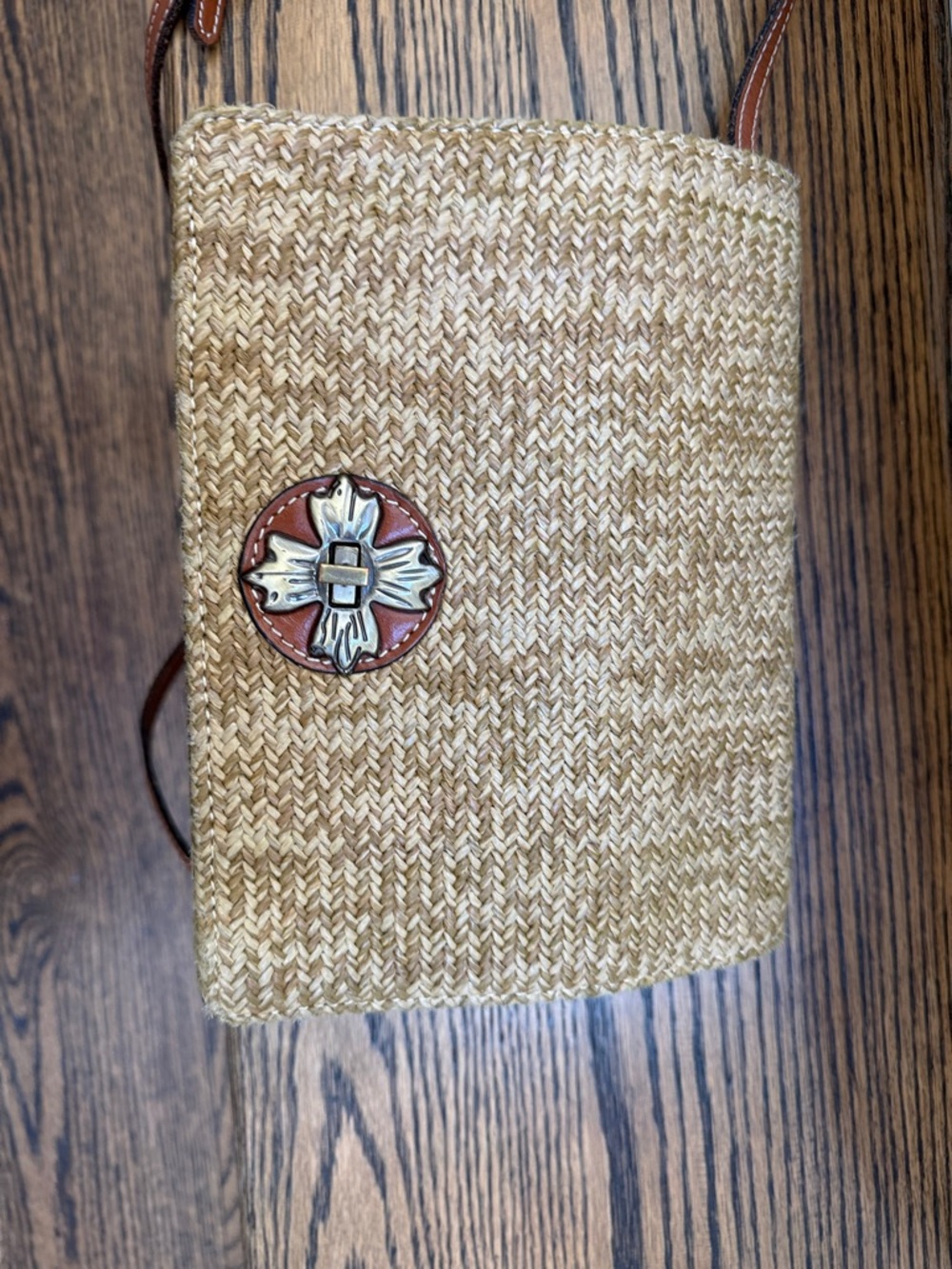 Patricia Nash Straw and Leather Shoulder Bag